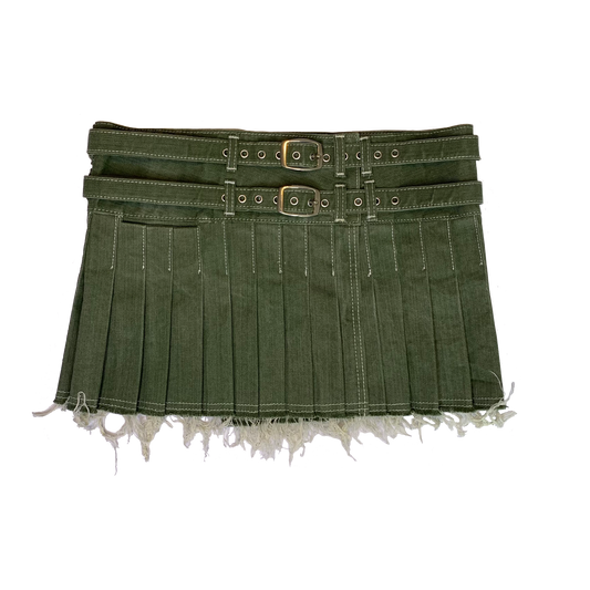 Target Practice Green Mini Denim Skirt